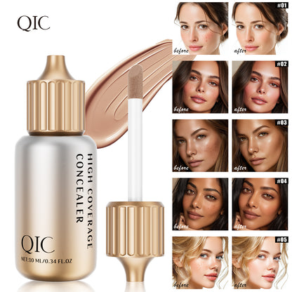 QIC concealer before‑after comparison, cover acne spots and skin blemishes makeup effect