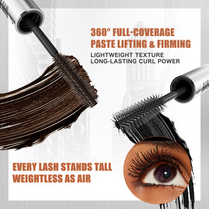 HelloKiss double‑ended mascara paste texture, spiral brush coating, lightweight long‑lasting curling lash effect