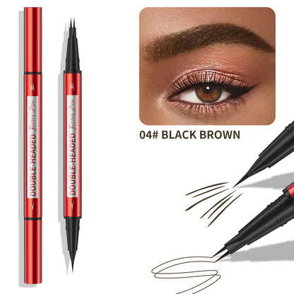 HelloKiss Double-Ended Waterproof Eyebrow Pen – Hair-Like Strokes, 5 Shades