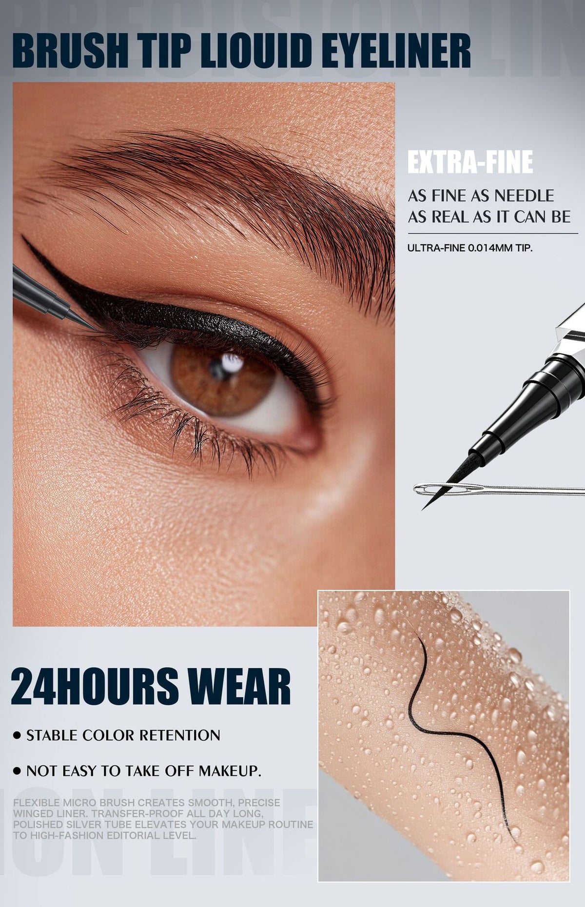 Black liquid eyeliner eye makeup effect