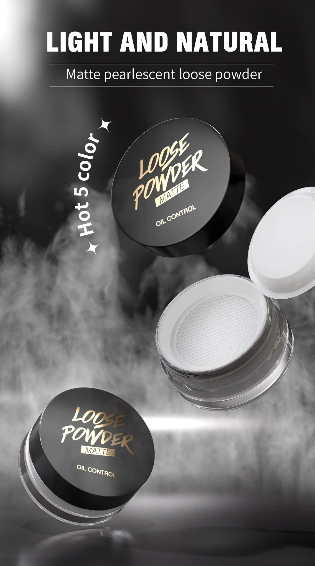 HelloKiss matte pearlescent loose powder, light and natural oil-control setting powder