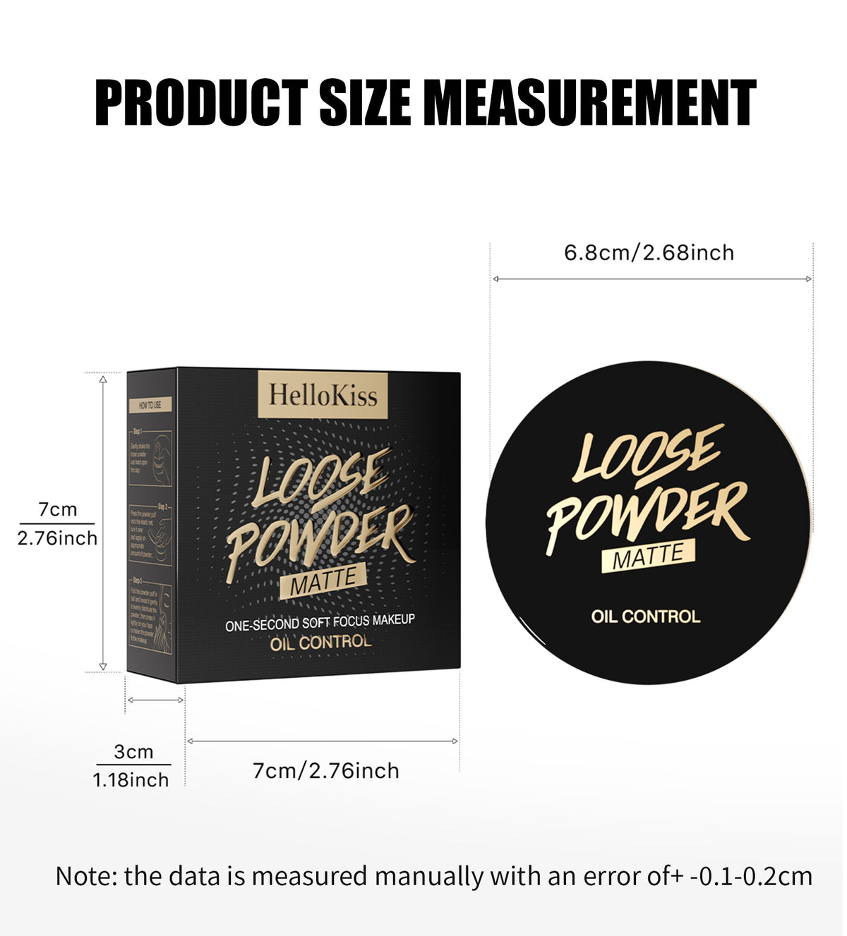 HelloKiss loose powder product size, net content 7g, product weight 84.9g