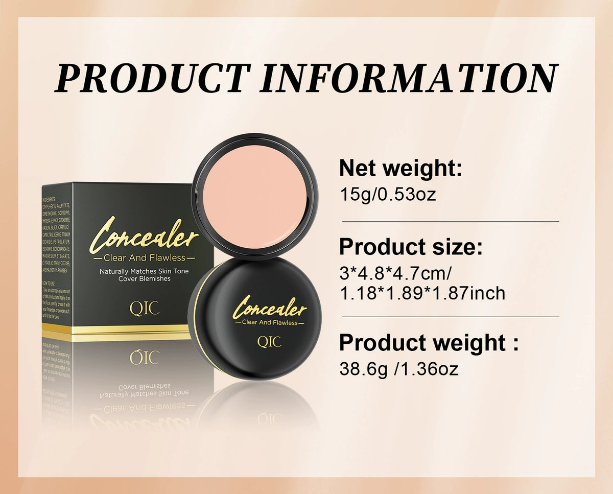 QIC velvet concealer cream, waterproof long‑lasting matte foundation cover