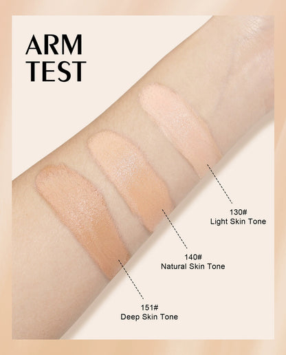 Arm swatch of 3 shades QIC concealer cream, 130#,140#,151# color test