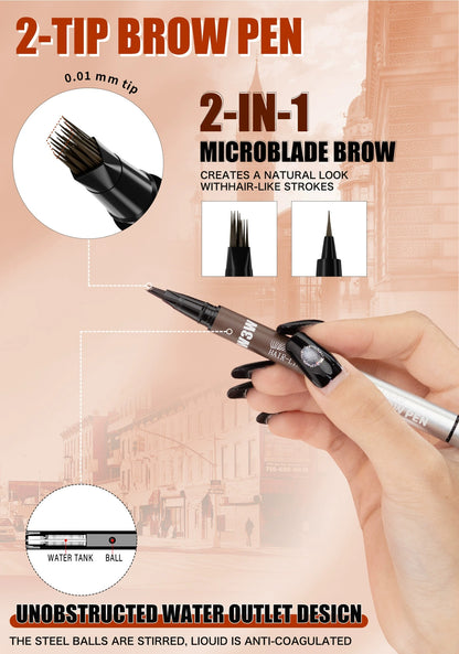 W3W 4D Double-Ended Eyebrow Pen – 0.1mm Hair-Like Brush Tip
