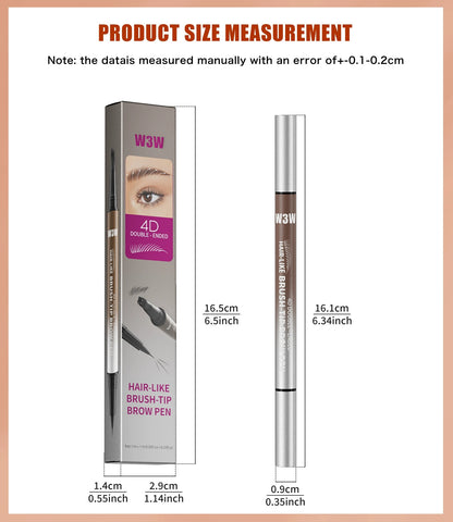 W3W 4D Double-Ended Eyebrow Pen – 0.1mm Hair-Like Brush Tip