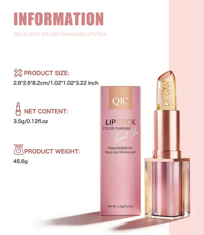 Nourishing long‑lasting moisturizing gold leaf color‑changing lip balm, best‑selling lip cosmetic