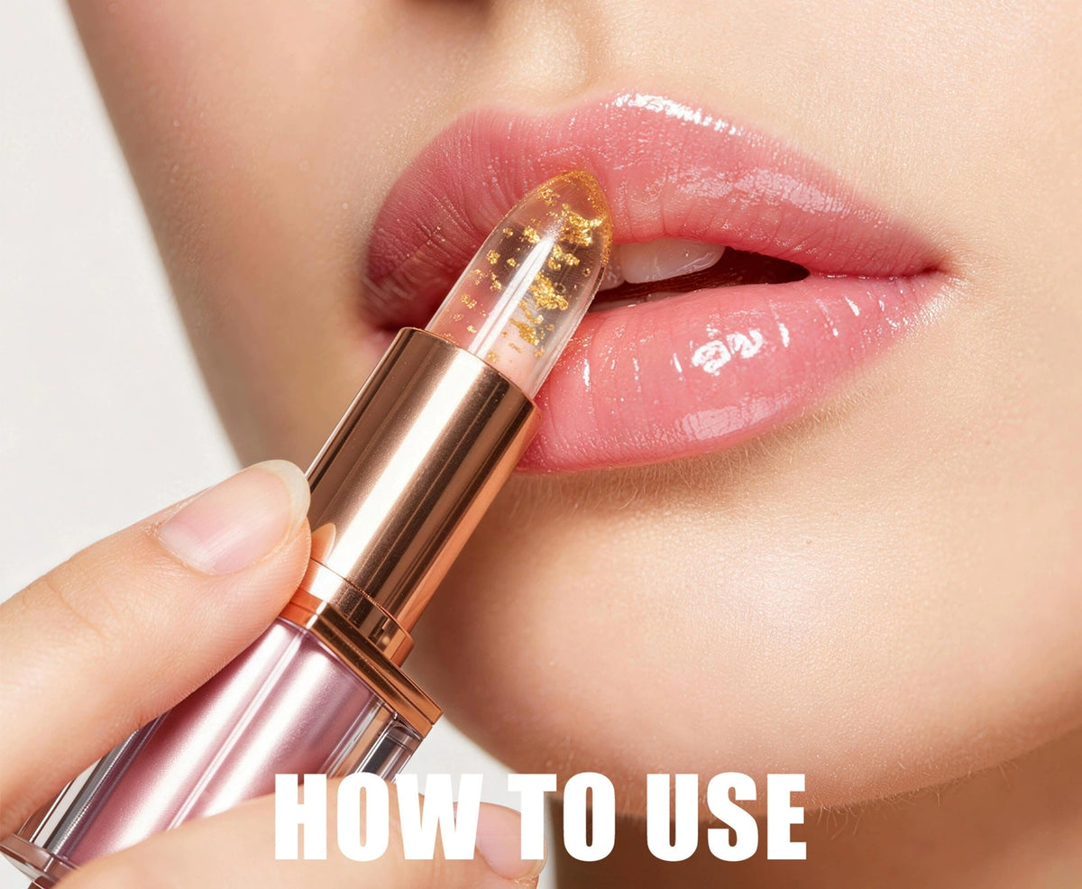 How to apply QIC gold foil crystal color‑changing lip balm, lip makeup usage guide