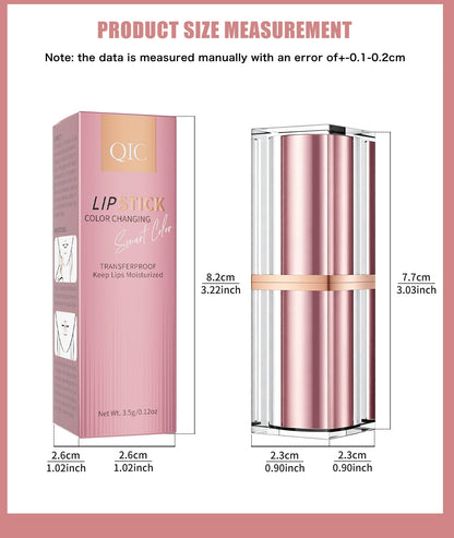 QIC gold foil lipstick and box dimension size measurement diagram