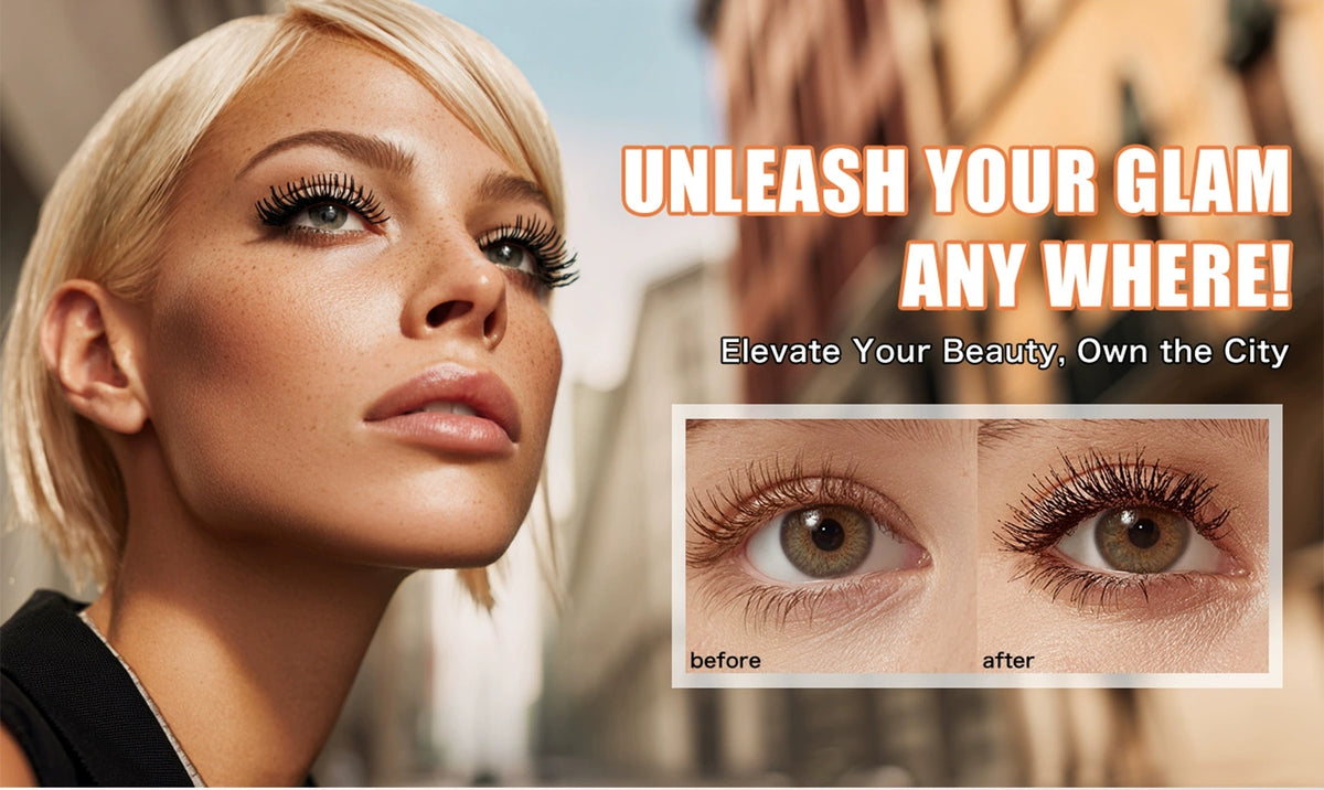 HelloKiss mascara before and after eye effect, model lash lengthening result comparison