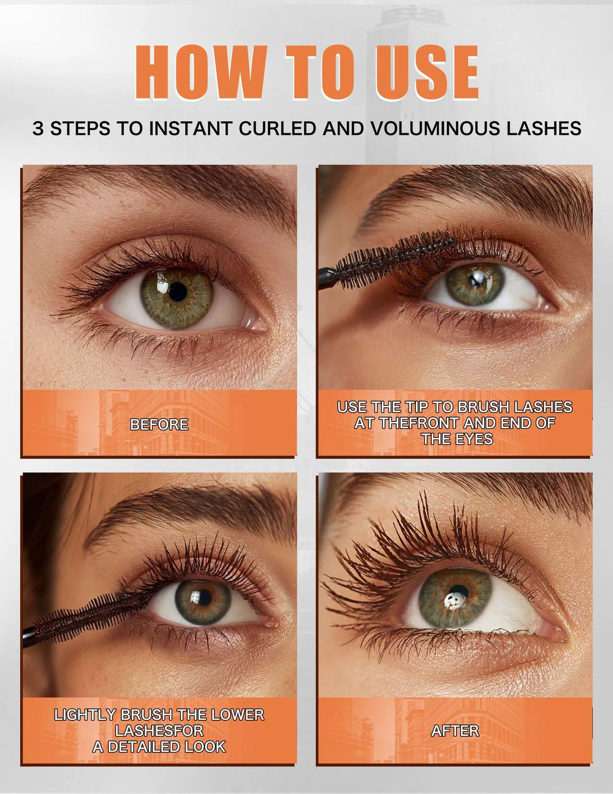 HelloKiss double-ended mascara how to use tutorial, 3 steps before and after application guide