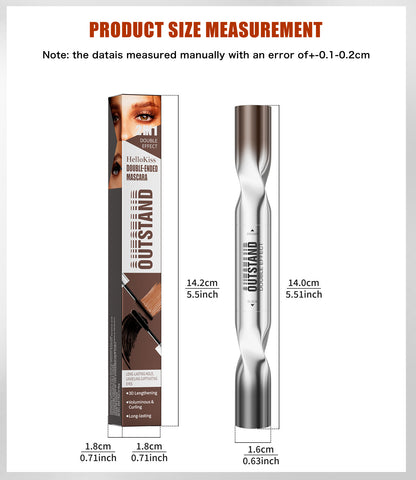 HelloKiss mascara product size measurement chart, package and tube dimension details