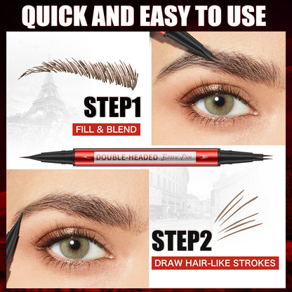 HelloKiss dual‑end brow pen step‑by‑step makeup tutorial, draw hair‑like eyebrow strokes