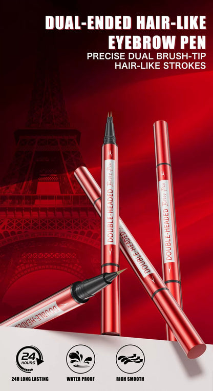 HelloKiss double‑headed brow pen before and after makeup comparison for different eyebrow types