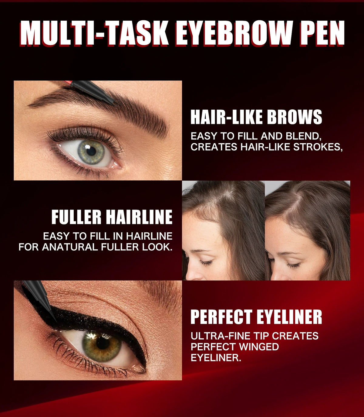 HelloKiss brow pen black shade real eye makeup effect display graphic