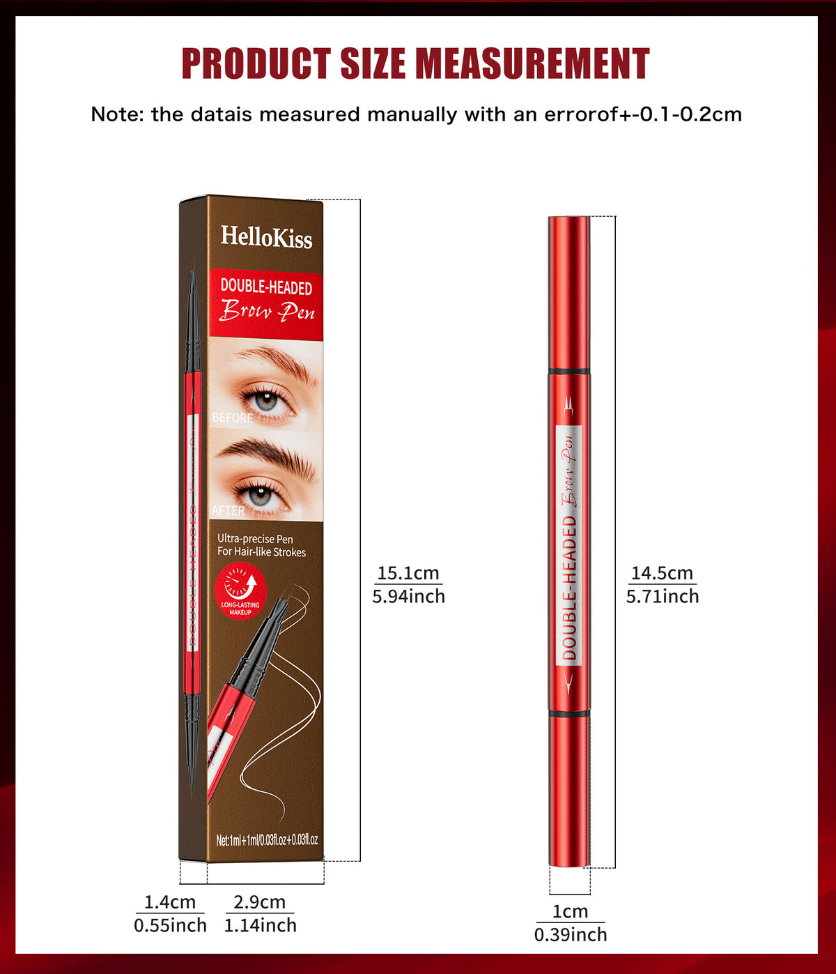 HelloKiss brow pen arm swatch waterproof test for all 5 available colors