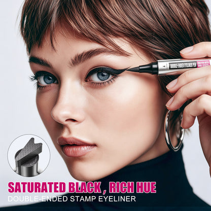 QIC Double-Ended Eyeliner Pen – Black Winged Eyeliner Stamp & Precision Tip