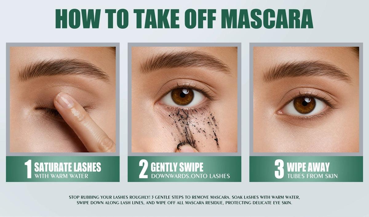 QIC black mascara with lifestyle models showcasing defined lashes for everyday and occasion makeup