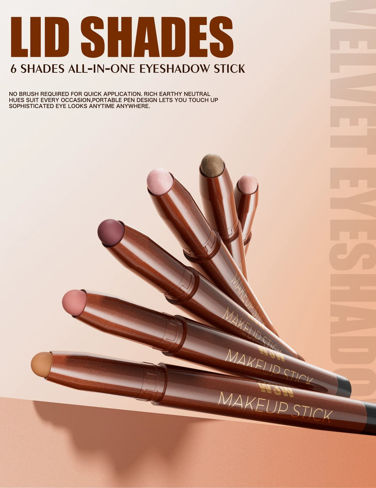 W3W Velvet Eye Stick matte and shimmer eyeshadow pencil collection