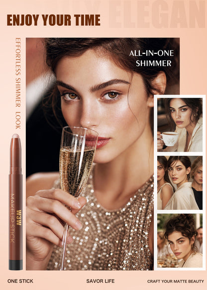 W3W Velvet Eye Stick shimmer eyeshadow makeup look