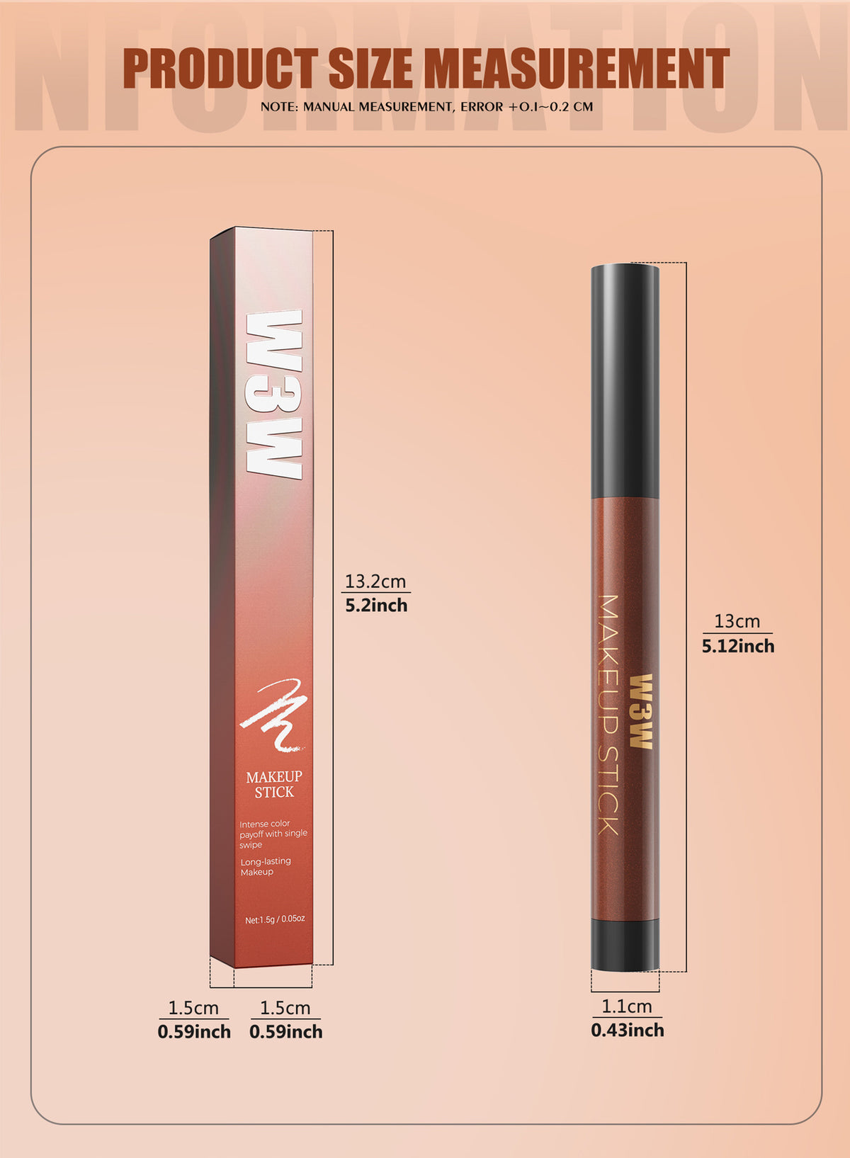 W3W Velvet Eye Stick product dimensions and packaging size