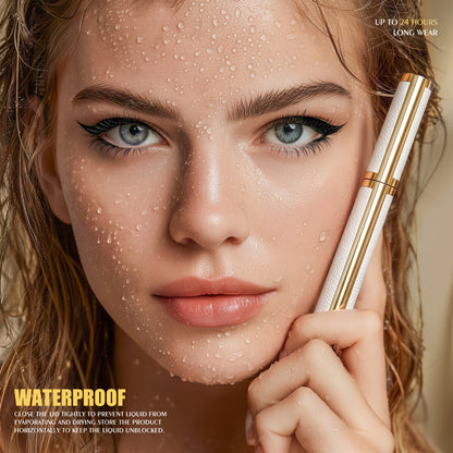 HelloKiss waterproof black liquid eyeliner with sharp winged eye makeup, water droplets and up to 24-hour long wear